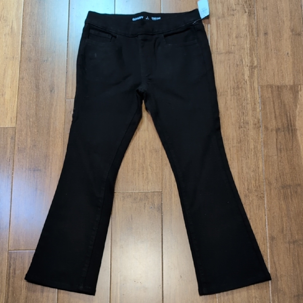 Old Navy Pull-On Boot Cut Black Jeans Size Med 10-12 - Picture 2 of 9